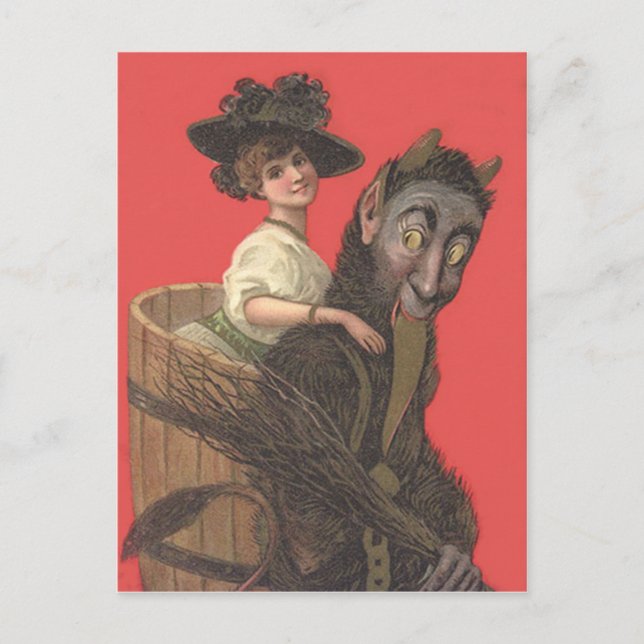 Postal Conmutador de mujer secuestradora Red Krampus (Anverso)