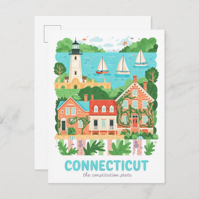 Postal Connecticut Constitution State USA Travel (Anverso / Reverso)