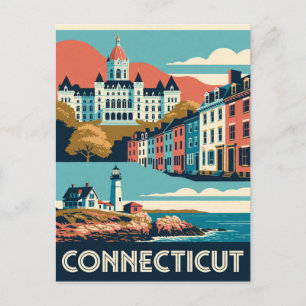 Postal Connecticut EE. UU. Costa histórica de Nueva Ingla