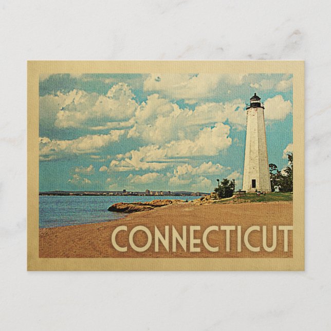 Postal Connecticut Lighthouse Postcard Vintage Travel (Anverso)