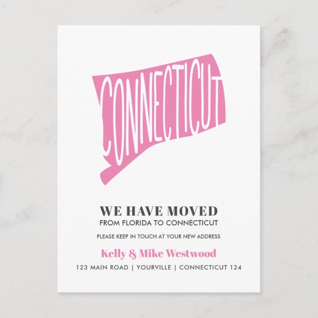 Postal CONNECTICUT Nos hemos mudado Nueva dirección Nuevo (Anverso)