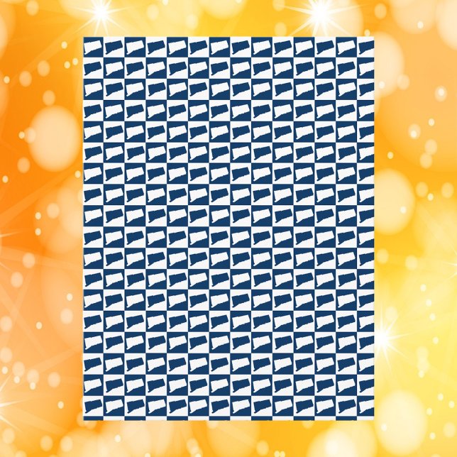 Postal Connecticut Pop Art Pattern Blue White (A postcard with a blue and white pattern featuring Connecticut.)
