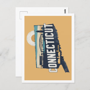 Postal Connecticut Retro Travel Design Icónico Estados Un