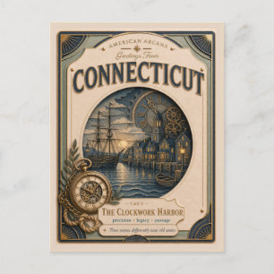 Postal Connecticut Vintage Paper Cut American Arcana