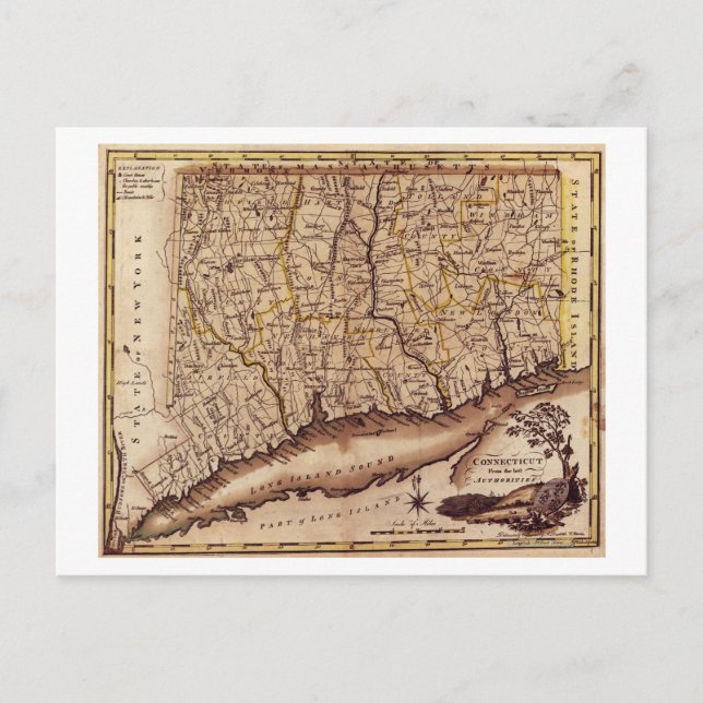 Postal ConnecticutMapa panorámicoConnecticut 2 (Anverso)