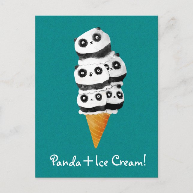 Postal Cono de crema de hielo dulce Panda Bear (Anverso)