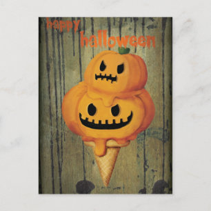 Postal Cono de helado de calabaza de Halloween