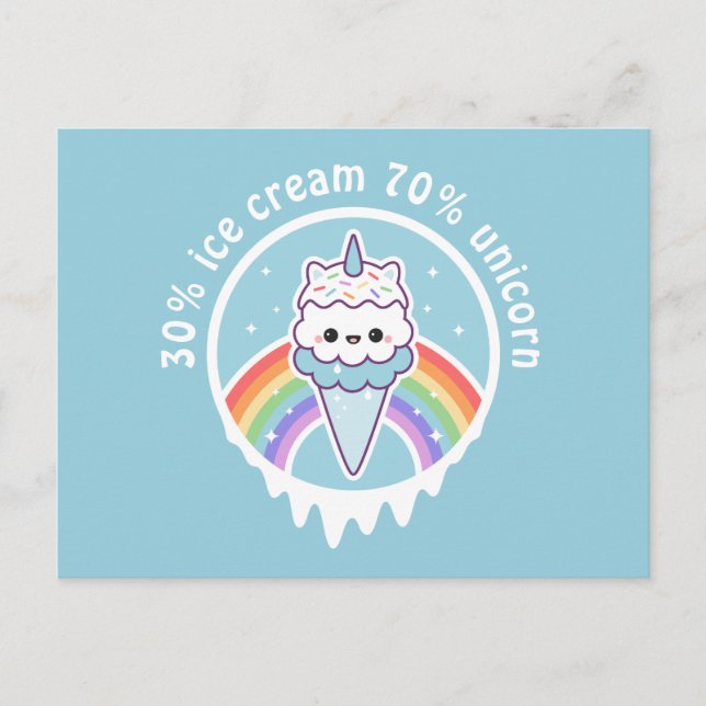 Postal Cono de helado del unicornio (Anverso)