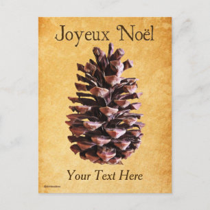 Postal Cono De Pino En Papel De Vintage - Joyeux Noël