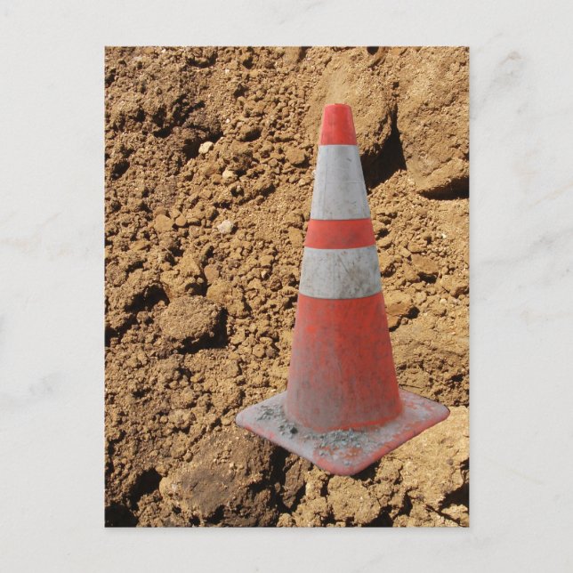 Postal Cono de tráfico, tela sucia de construcción (Anverso)