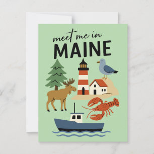 Postal Conoce Maine Costero Nueva Inglaterra Retro
