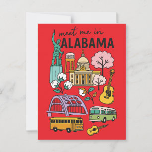 Postal Conoce Me En Alabama Iconos Retro