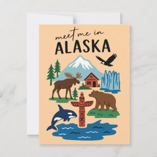 Postal Conoce Me En Alaska Iconos Retro