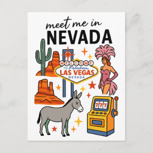 Postal Conoce Me En Nevada Las Vegas Showgirl Burro