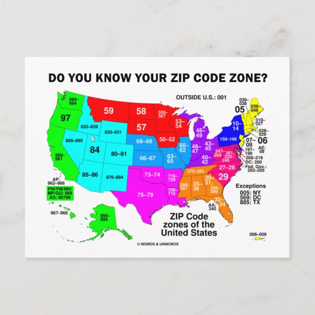 Postal ¿Conoce Su Zona De Código Zip? (Mapa de EE. (Anverso)