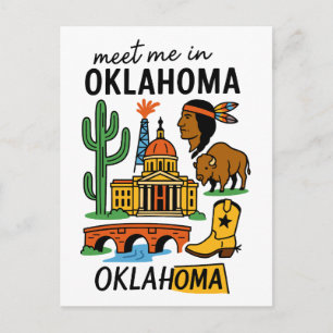Postal Conóceme en Oklahoma Vaquero Nativo Americano Petr