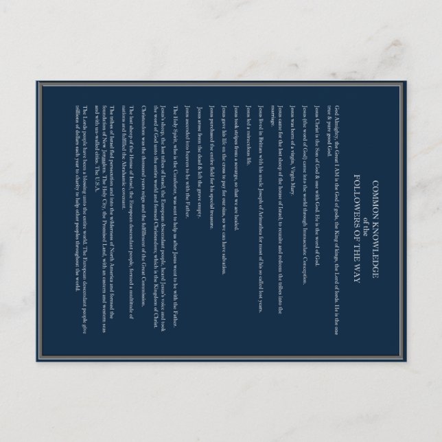 Postal Conocimiento común para los cristianos (Anverso)