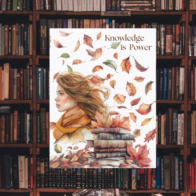 Postal Conocimiento Inspirador es Poder Hojas de Otoño (Subido por el creador)