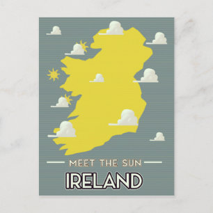 Postal Conozca al poster de viajes vintage de Sun Ireland