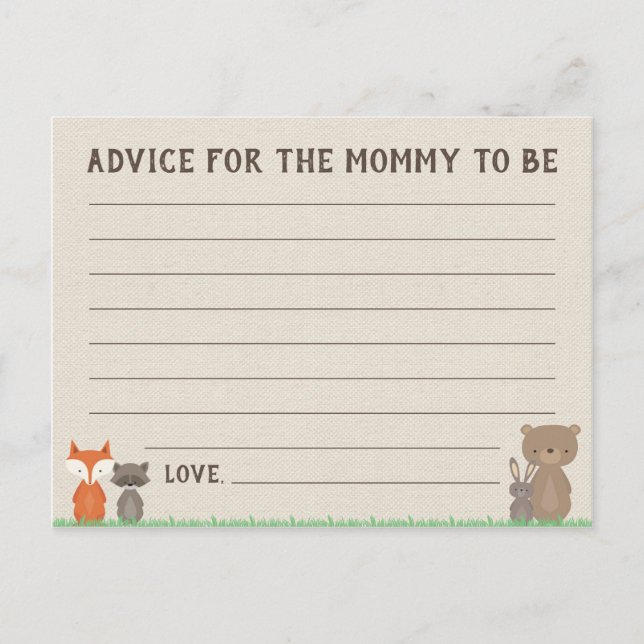 Postal Consejo de Baby Shower de Woodland para las tarjet (Anverso)