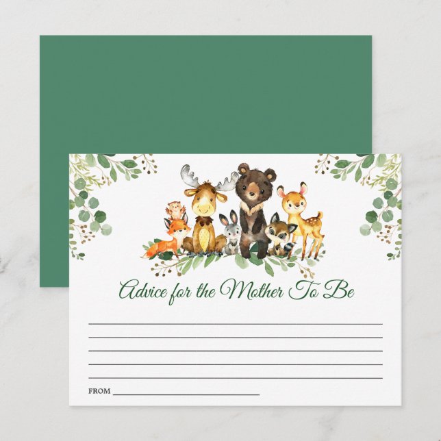 Postal Consejo de Baby Shower para animales de Woodland (Anverso / Reverso)