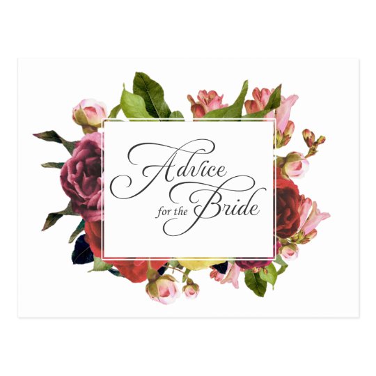 Postal Consejo floral color de rosa rosado para la novia