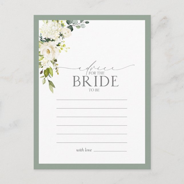 Postal Consejo Floral Verde Gris Blanco A La Novia (Anverso)