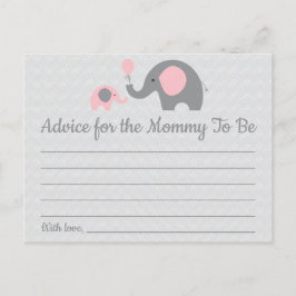 Postal Consejos de Baby Shower para Elefantes Rosa para T