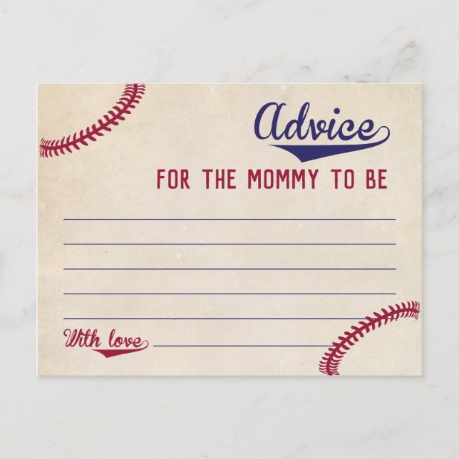 Postal Consejos de Baby Shower sobre temas de béisbol par (Anverso)