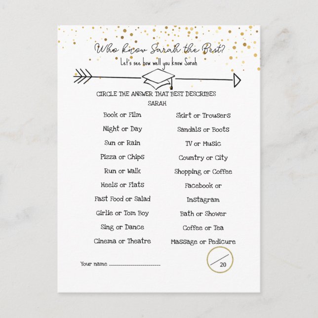 Postal Consejos para graduados y qué tan bien conoces dou (Anverso)