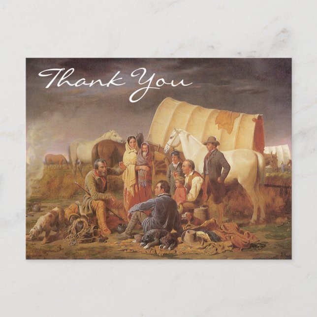 Postal Consejos sobre Prairie de William Ranney, Gracias (Anverso)