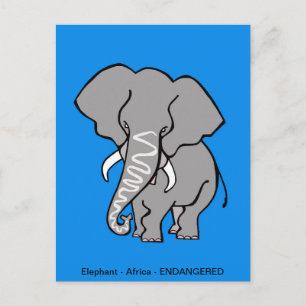 Postal Conservación del ELEFANTE Africano dibujada a mano