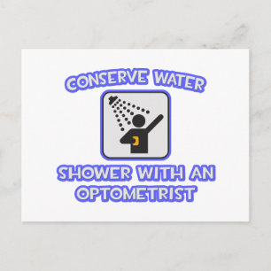 Postal Conservar el agua.. Ducha con optometrista