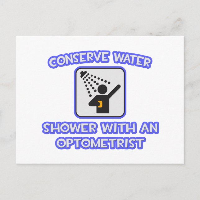 Postal Conservar el agua.. Ducha con optometrista (Anverso)