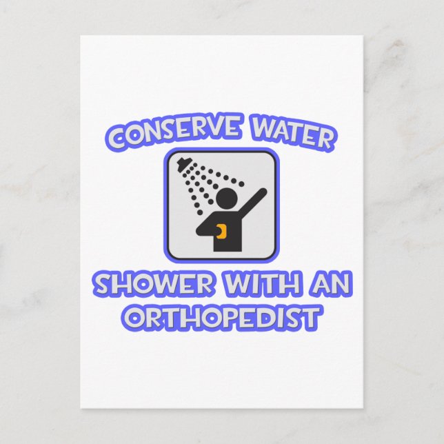 Postal Conservar el agua.. Ducha con ortopedista (Anverso)