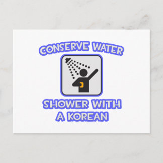 Postal Conservar el agua.. Ducha con un coreano