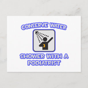 Postal Conservar el agua.. Ducha con un podiatra