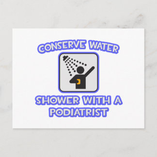 Postal Conservar el agua.. Ducha con un podiatra