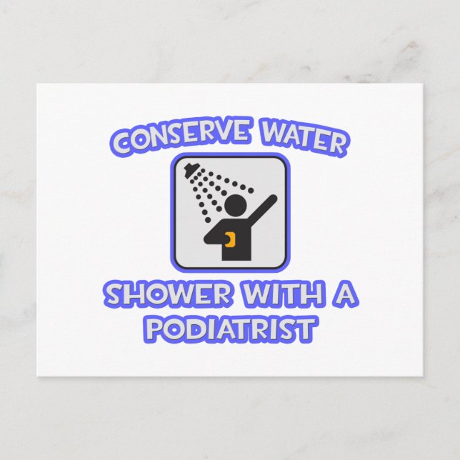 Postal Conservar el agua.. Ducha con un podiatra (Anverso)