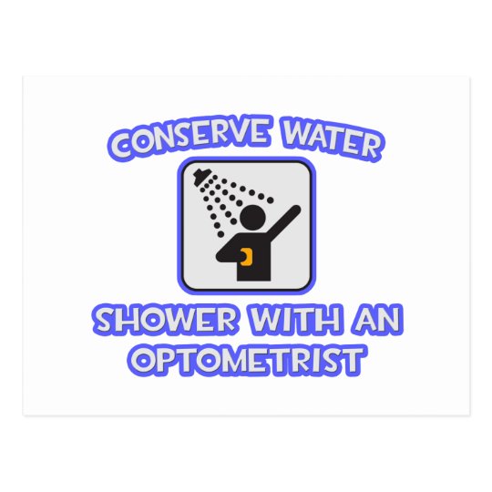 Postal Conserve el agua. Ducha con un optometrista