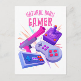 Postal Consola de juegos retro de Nacido Natural Gamer 80