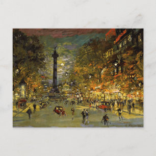 Postal Constantin Korovin: La plaza de la Bastilla, París
