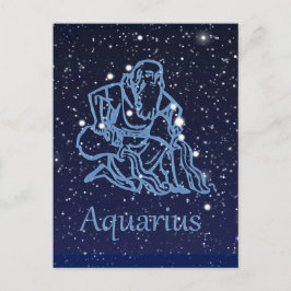 Postal Constelación acuario y Rótulo zodiaco con estrella