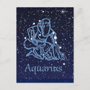 Postal Constelación de Acuario y signo del zodiaco con es