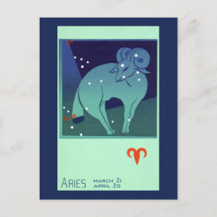Postal Constelación de Aries Ram, Astrología Zodiaca Vint
