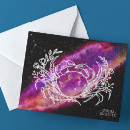 Postal Constelación de cáncer rosa de galaxia Rótulo zodi