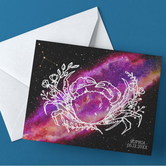 Postal Constelación de cáncer rosa de galaxia Rótulo zodi (Subido por el creador)