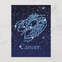 Postal Constelación de cáncer y Rótulo zodiaco con estrel