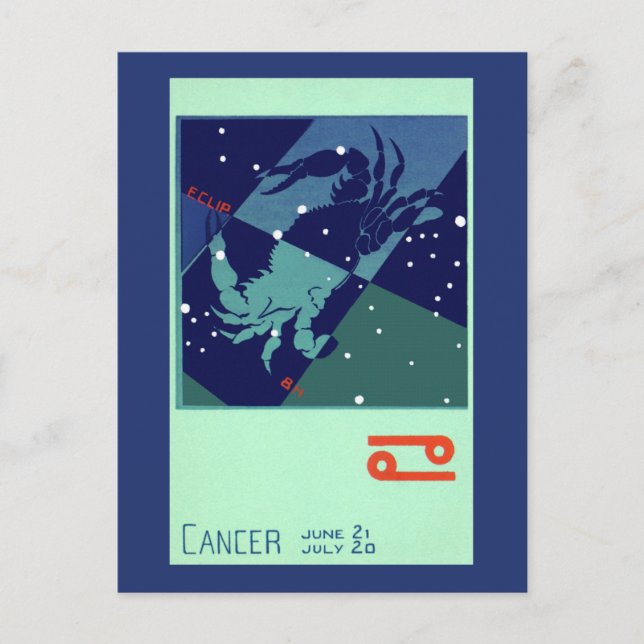 Postal Constelación de cangrejo de cáncer Astrología zodi (Anverso)
