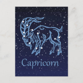 Postal Constelación de capricornio y Rótulo zodiaco con e